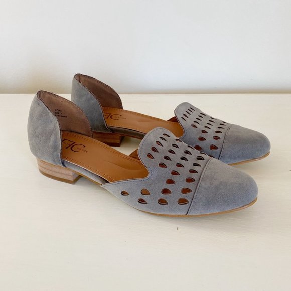 FFC New York Shoes - FFC New York Gray Microsuede Laser Cut 'Lori' Flats Women's 7